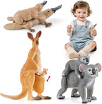 6PCS Australian Animal Figurines Family Toys for Kids, Zoo Safari Animal Figure, Includes Koala,Kangaroo,Platypus Figures with Cubs, Birthday Gift Party Favors Cake Toppers for Boy Girl