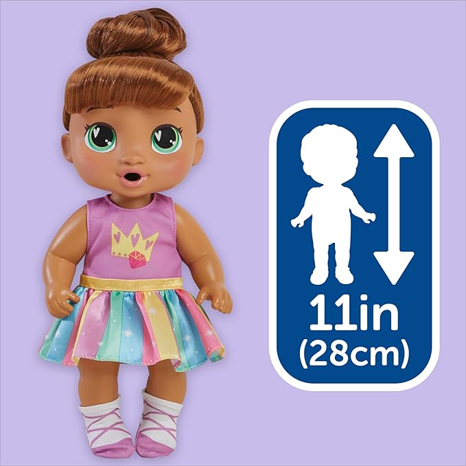 Baby Alive Super BFF Sophia Sparkle Brown Hair Dress Up Baby Doll Playset, 11 Inches, Toys for 3 Year Old Girls & Boys & Up (Amazon Exclusive)