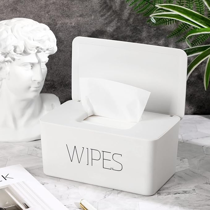 NOVWANG Wipes Dispenser, Large Capacity Baby Wipe Holder(8.3L x 4.9W x 3.9H inches) Refillable Wipes Container with Sealing Design Baby Wet Wipes Dispenser for Bathroom Home Office Car