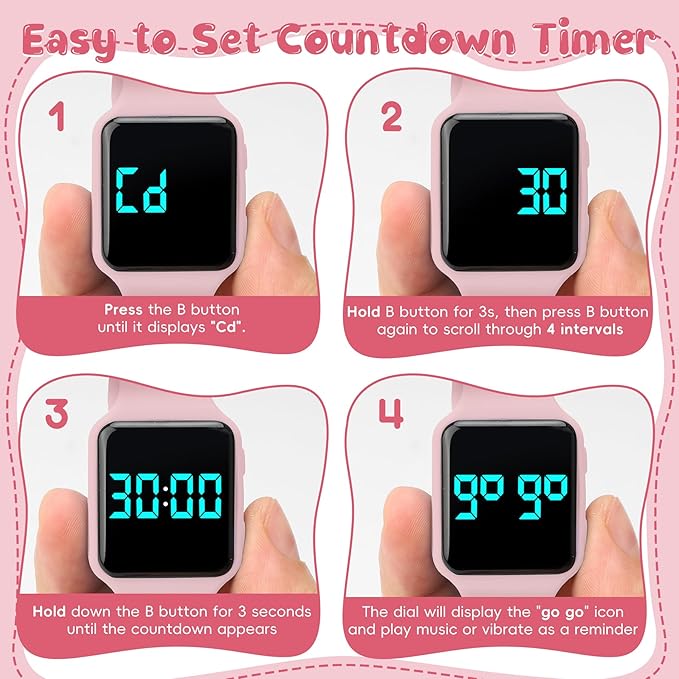 Potty Training Watch for Toddlers with Countdown, Magnetic Charging, Flashing Lights, Fun Music or Vibration Alerts - Waterproof Interactive Toilet Training Reminder for Boys & Girls Ages 2-9