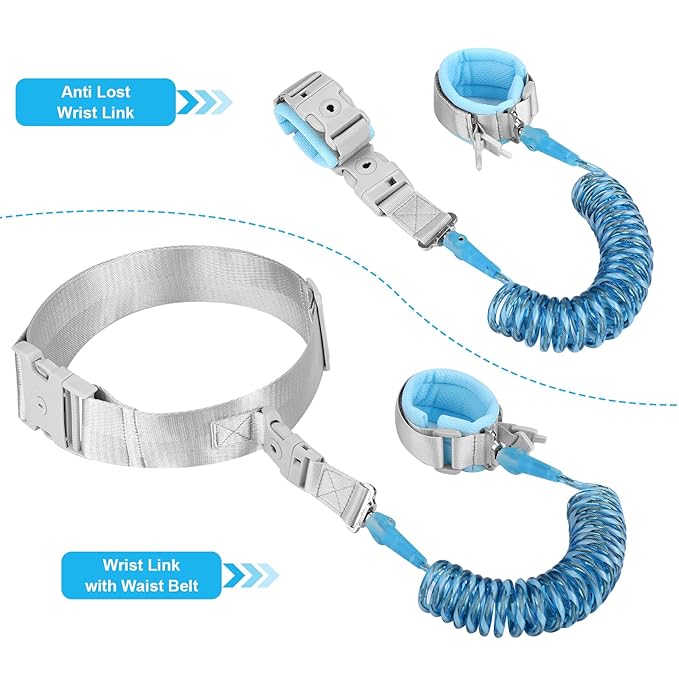 Accmor Reflective Toddler Belt Leash, 2 in1 Anti Lost Wrist Link for Baby, kid Anti Lost Waist Band Child Leash with Lock for Boys Girls, Child Walking Harness Wristband Rope Tether for Outdoor Travel
