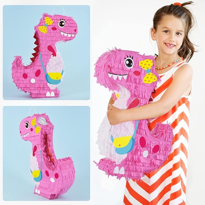 Dinosaur Pinata - Dinosaur Birthday Party Supplies for Girls Kids Dino Themed Party Pinata Bundle Set Perfect Party Game Activity Decoration