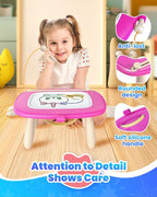 Magnetic Drawing Board, Toddler Girl Toy for 1-2 Year Old, Doodle Board Pad Learning and Educational Kids Toy for 1 2 3 Year Old Baby Girl Birthday Deep Pink