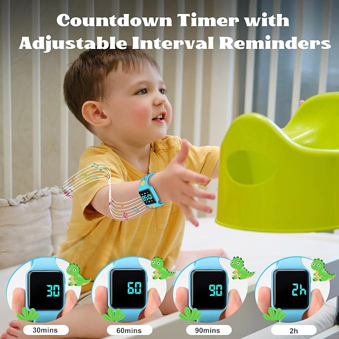 Potty Training Watch for Toddlers & Kids with Countdown, Flashing Lights, Fun Music or Vibration Alerts - Waterproof Interactive Toilet Training Reminder for Boys & Girls Ages 2-9