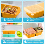2 Pack Silicone Freezer Trays With Lid For Easy Storage Silicone Soup Freezer Molds 2 Cup ，Perfect For Freezing Broth ,Sauces Store Leftovers Lasagna Stackable, Leakproof, Easy Release Dishwasher Safe
