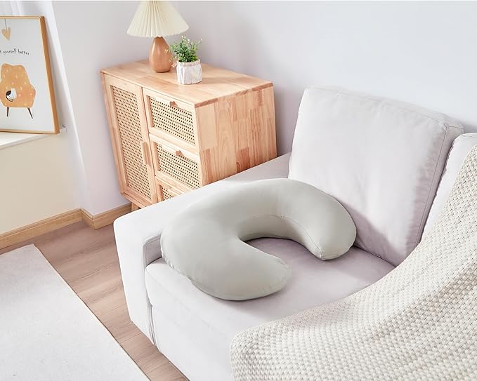 Nursing Pillow, Plus Size Breastfeeding Pillow Original Support for Baby Boys Girls Breastfeeding Essentials, with Removable Soft Cotton Cover (Grey, Standard (23.62 * 18.11 * 5.91 Inches))