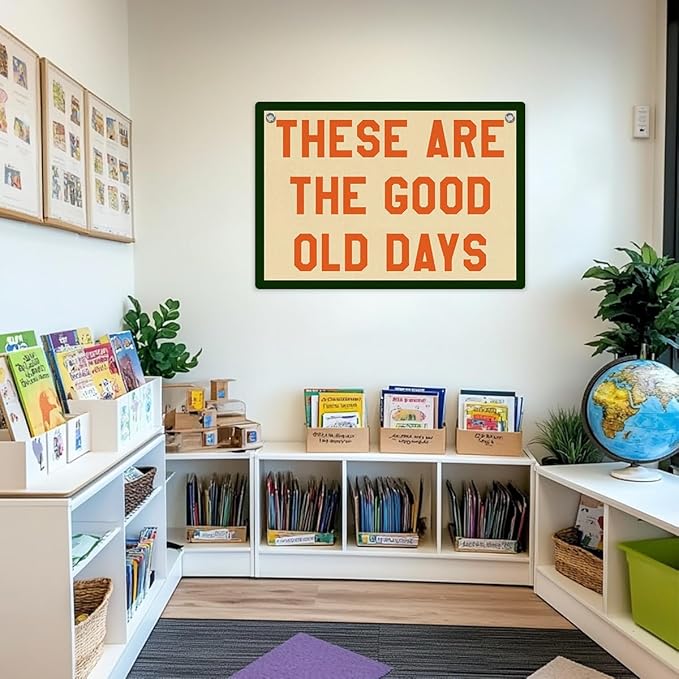 These Are The Good Old Days Sign Inspirational Banner Trendy Retro Nostalgic Wall Hanging, Wall Decor Banner Flag, Wall Flag Living Room Bedroom Decor, Banner for Room, Housewarming Gifts