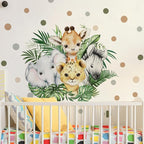 37.95x33.13 Inch Watercolor Jungle Animal Wall Decal Forest Animal Tiger Elephant Giraffe Zebra Wall Sticker Removable Safari Animal Wall Decal for Baby Nursery Playroom Bedroom Classroom Wall Decor