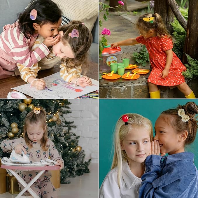 FZBNSRKO 10 Pcs Girls Hair Clips, 1.6"Inch Baby Barrettes, No Slip for Fine, Toddler & Infant Hair Accessories (5 Sets)