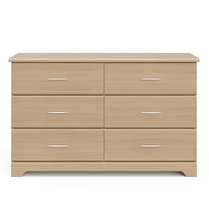 Storkcraft Brookside 6-Drawer Dresser (Driftwood) – GREENGUARD Gold Certified, Wood Dresser for Bedroom, Kids & Nursery Storage Chest, Safety Interlocking Drawers, Pre-Installed Tracks, Kids Chest