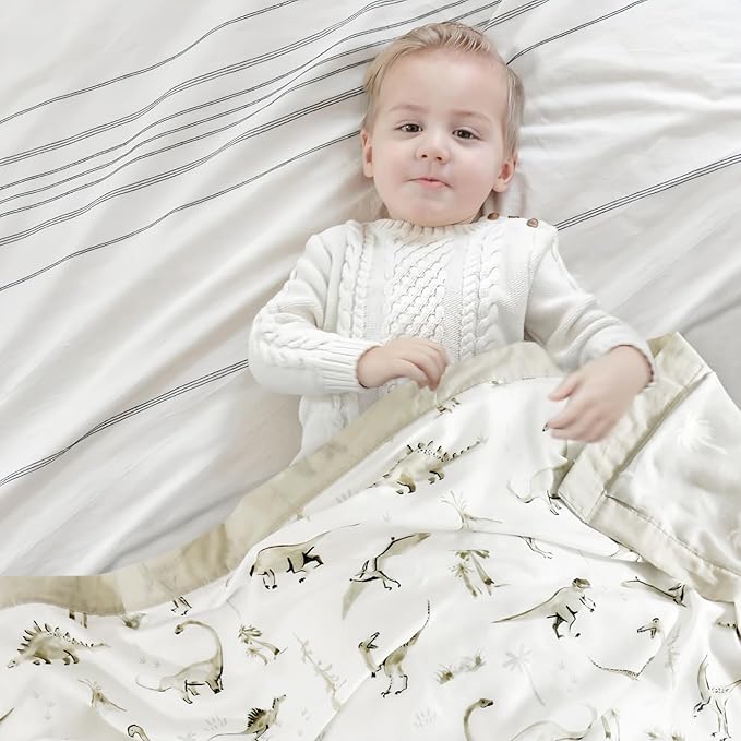 GRSSDER Cotton Muslin Quilt Blanket - Silky Soft and Breathable Baby Blanket Quilt, Oversized Muslin Blankets for Newborns, Toddlers & Kids, 6 Layers Reversible Design for All Seasons, 47" x 47"