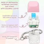 Keyboard Fidget Toys for Adults Keyboard Clicker with LED Light Keychain Fidget Sensory Fun Toys for Anxiety Decompression (Pink, 1P)