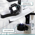 AMSCOPE-Kids 120X-1200X White Metal Arm Starter Kids Student Microscope Kit and Compact Refractor Telescope with Tripod - M30-ABS-KT2-W-TKVB1