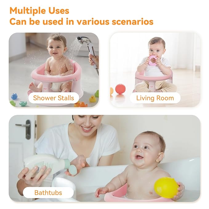 Baby Bath Seat for Babies 6 Months & Up - 360°Protection Bath Seats for Babies Sitting Up | Baby Infants Bath Chair with Temperature Alert & Cushion | Toddler Bath Seat Newborn Baby Bathtub Seat