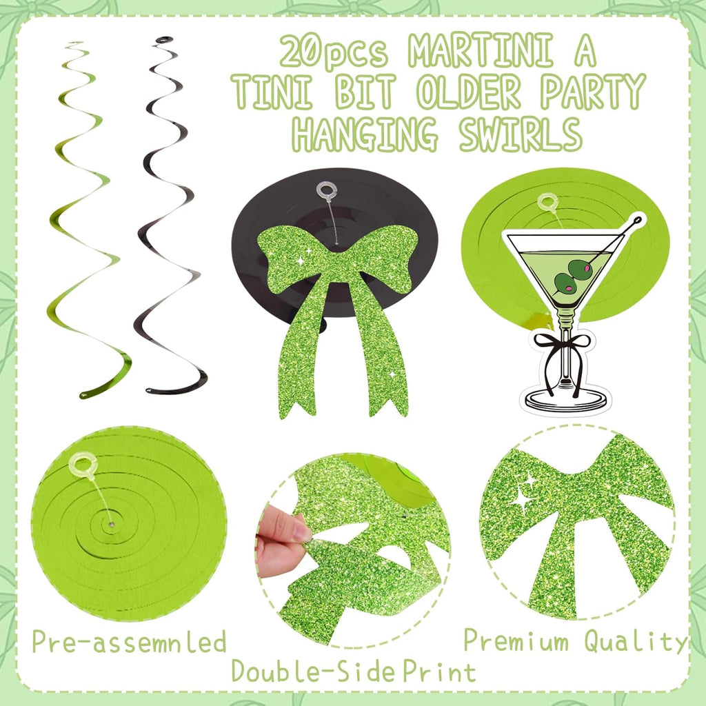 A Tini Bit Older Birthday Decorations, Pre-Strung Banners and 20 Hanging Swirls, Martini Party Decorations, Funny Adult Birthday Party Décor for Girls Women