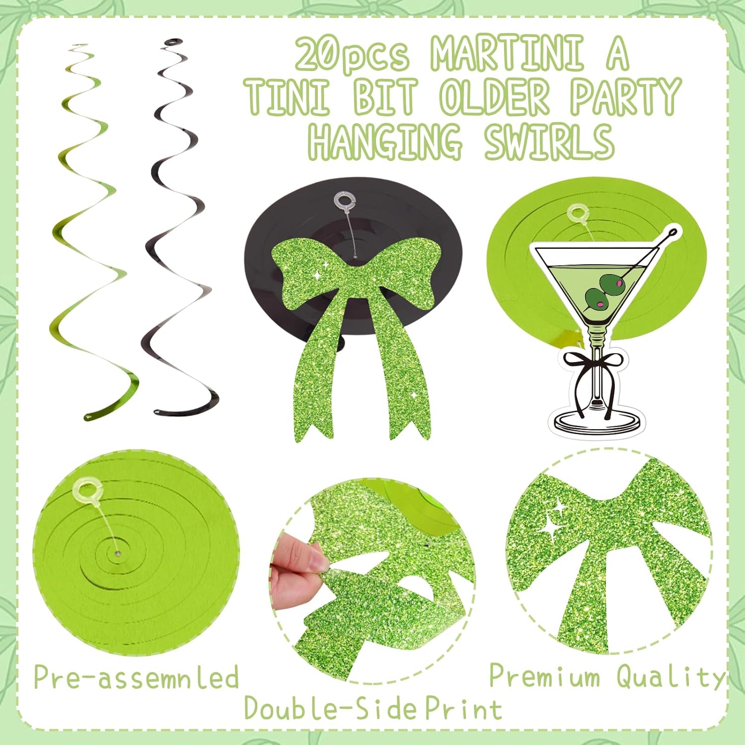 A Tini Bit Older Birthday Decorations, Pre-Strung Banners and 20 Hanging Swirls, Martini Party Decorations, Funny Adult Birthday Party Décor for Girls Women