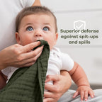 Comfy Cubs Muslin Burp Cloths 20" x 10", Pack of 6 - Large, 6-Layer, Ultra Absorbent 100% Cotton for Baby Drool and Messes - Soft, Safe & Gentle Baby Burp Cloths Set for Boys & Girls - Kelp
