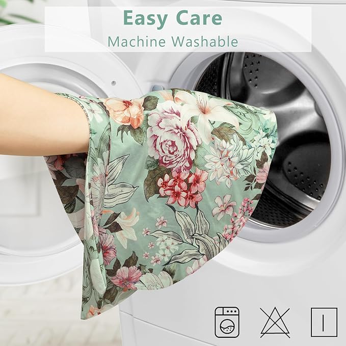 Nursing Pillow Cover for Baby Girls Boys, Green Breastfeeding Pillow Cover, Stretchy Removable Feeding Pillow Case for Newborns, Ultra Soft and Comfortable Nursing Pillow Slipcover, Floral