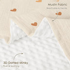 Heart Baby Blankets for Girls, Soft Nursery Minky Blankets with Muslin and Dotted Fleece Back 30x40 inches, Receiving Bed Quilt for Newborn, Infants, Toddlers