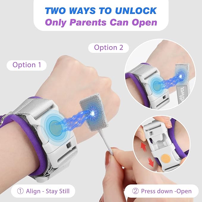 Zooawa Toddler Leash 2Pack, Toddler Kids Harness Anti Lost Wrist Link with Magnetic Lock, Reflective Safety Walking Harness Wristband Leashes for 2,3,4 Years Old Boys Girls, Dark Blue+Dark Purple