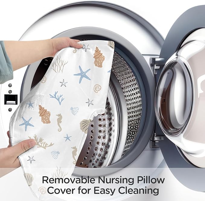 Little Grape Land Nursing Pillow, Breastfeeding Pillows, Baby Support Pillow for Nursing, Bottle Feeding, Tummy Time with Machine Washable Cover & Breathable Filling(Shells)