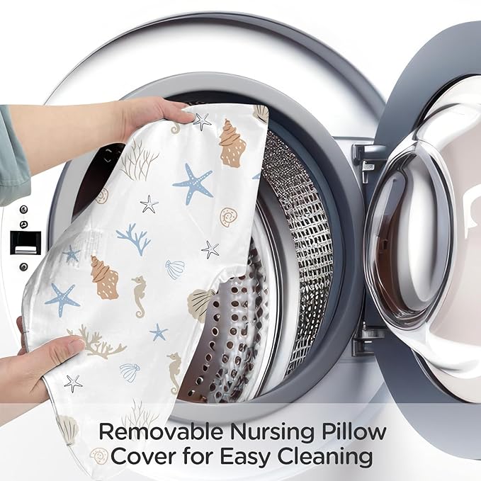 Little Grape Land Nursing Pillow for Infants, Breastfeeding Pillows, Baby Support Pillow for Nursing, Bottle Feeding, Tummy Time with Machine Washable Cover & Breathable Filling, Shell