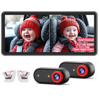 BM5PRO Double Car Camera for 2 Baby，7.2" 1080P Split Screen with IR Night Vision, Real-Time Monitoring Baby Car Camera,Easy Install, Family Travel Companion for Kids & Pets