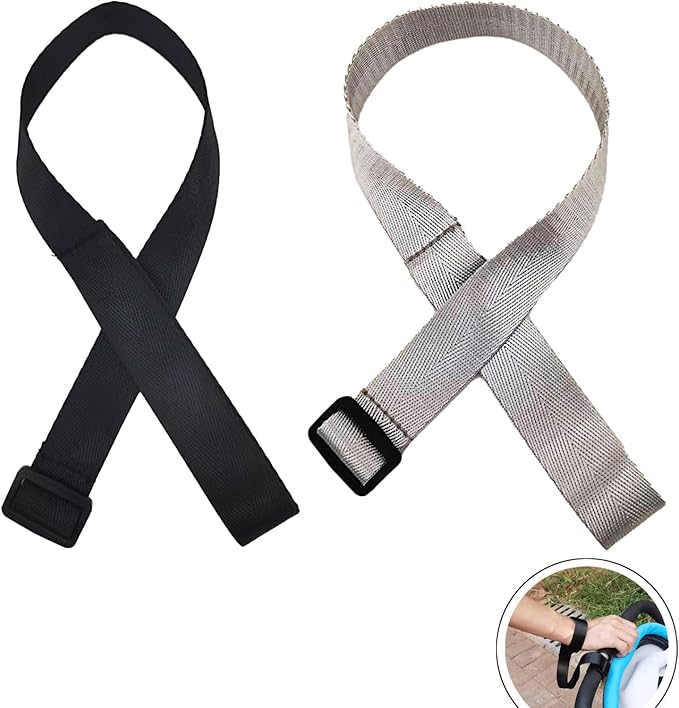 2 Pack Baby Stroller Safety Wrist Strap Adjustable Pram Wheelchair Hand Leash Black Retractable Dog Short Rope Belt for Hilly City Street Walking Leash, Strap, Hands Free, Extra Security Pet Stroller