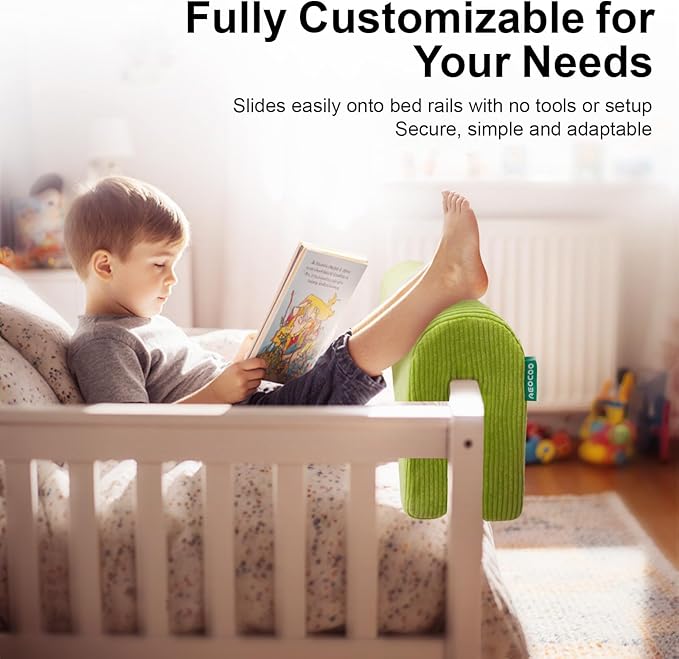 Bed Rail Bumpers Protector, Hospital Bed Rails Padding, Loft Beds and Bunk Beds Bumpers Protector, Premium Soft Memory Foam - Anti-Bump | Fall Prevention, Size 35.4 x 5.5 x 7.9 Inches, Green