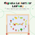 Foldable Kids Painting Easel Double Sided Chalkboard & Magnetic Whiteboard Wooden Art Easel Adjustable Height with Accessories Gift for Toddlers and Kids Ages 3-8