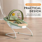 Baby Bouncer, Soothing Vibrations Infant Seat, Portable Baby Bouncer Seat with Music, for 0-6 Months 6-20 lbs(Green)