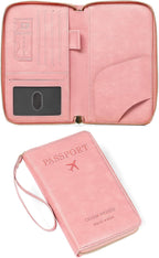 Leather RFID Blocking Passport Holder Travel Wallet, Passport Cover/Travel Wallet for Women/Men with