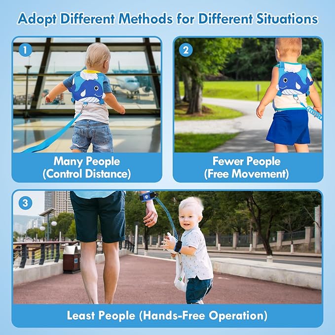 Lehoo Castle Toddler Leash for Walking, Baby Leashes for Toddlers 3-in-1, Kid Harness with Leash, Child Safety Leash Anti Lost Wrist Link (Whale)