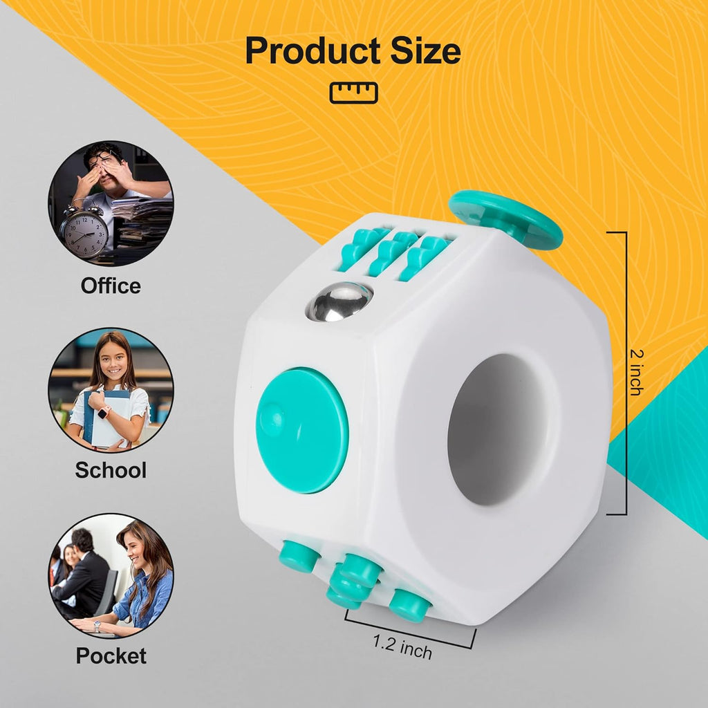 Fidget Cube Stress Relief Toy – 6 Sided Infinity Cube Fidget Toy for Kids, Adults – Heavy Duty ABS Plastic Sensory Fidget Toy for Anxiety Relief – Ideal for Office, School, Traveling