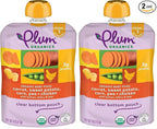 Plum Organics Stage 3 Organic Baby Food - Carrot, Sweet Potato, Corn, Pea, and Chicken - 4 oz Pouch - Organic Baby Food Pouch (Pack of 2)