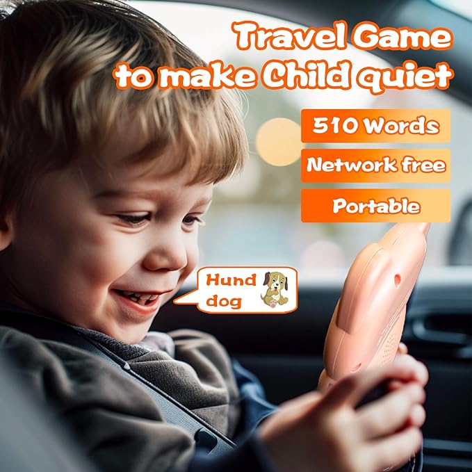 Talking Flash Cards for Kids - German Bilingual English Flashcard for Toddlers 3-12, Test Mode, 510 Sight Words, Audible Pocket Speech, Sensory Toys for Autism, Boys Girls Gifts (German)