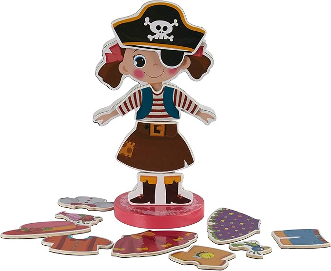 TOYSTER'S Magnetic Wooden Dress-Up Dolls Toy | Pretend Play Set Includes: 1 Wood Doll with 30 Assorted Costume Dress Ideas | Not Your Average Paper Doll | Great Gift Idea for Little Girls 3+