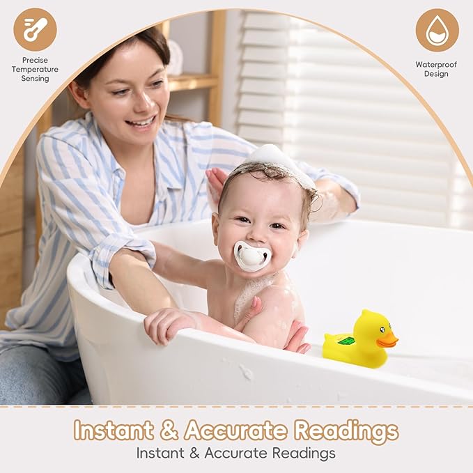 b&h Rechargeable Baby Bath Thermometer, Digital Shower Thermometer for Infant Bathtub and Room, Upgraded Turn Off Function, Fast Temperature Reading, Safety Newborn Floating Bath Toy (Baby Duck)