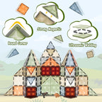 3D Magnetic Tiles, STEM Learning and Encourage Imaginative Play Magnetic Blocks, Preschool Puzzle Toys with Dinosaur, Gift for Boys and Girls 3 4 5 6 7 8 Years+