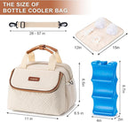 Breastmilk Cooler Bag with Ice Pack Fits 6 Baby Bottles up to 9 Ounce, Wearable Breast Pumps Cooler Bag for Nursing Mom Daycare, Work, Travel- Cream