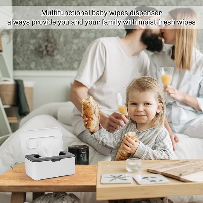 Baby Wipes Dispenser Wipes Holder Wipes Container Case, Keep Wipes Fresh and Clean, for Home Office Kitchen (New Grey)