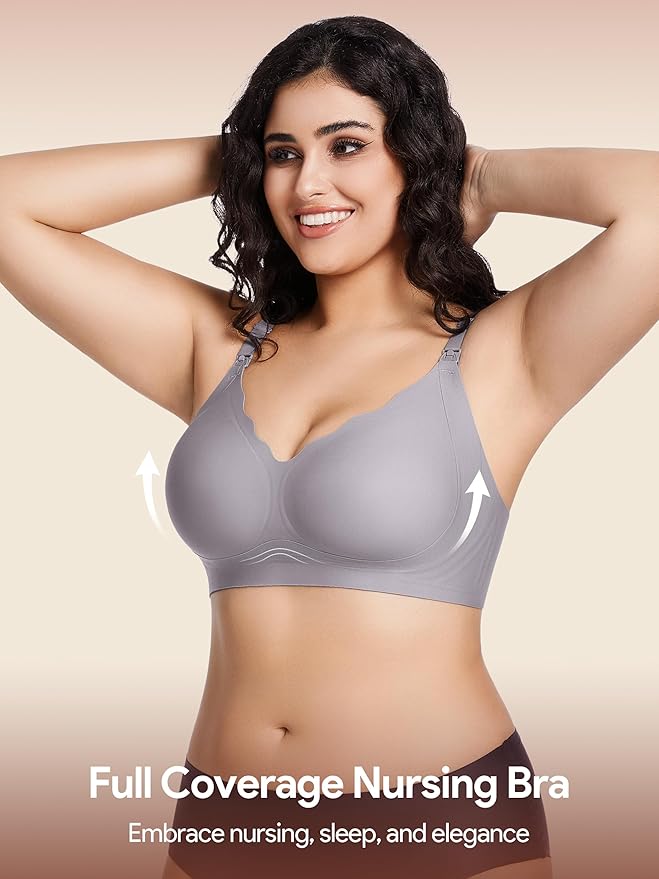 HBselect 3Pack Nursing Bras for Breastfeeding Seamless Scalloped Maternity Bras for Pregnancy Ultra Comfort Sleep Bras
