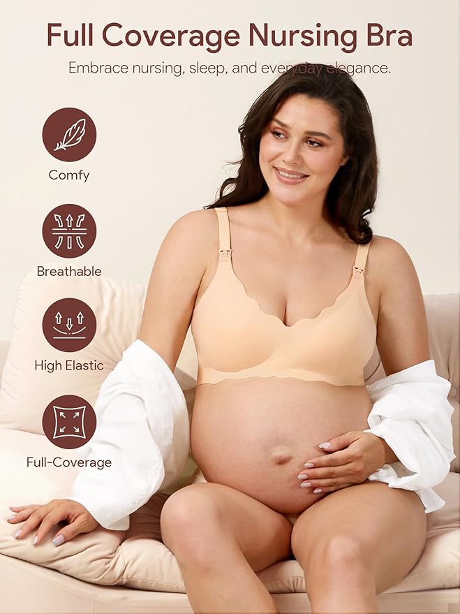 Angelhood Nursing Bras for Breastfeeding Ultra Comfort Seamless Maternity Bra Pack Wireless Pregnancy Bralette Bra Extender