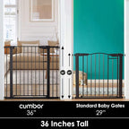 Cumbor 36" Extra Tall Baby Gate for Dogs and Kids with Wide 2-Way Door, 29.7-40.6" Width, and Auto Close Personal Safety for Babies and Pets, Fits Doorways, Stairs, and Entryways