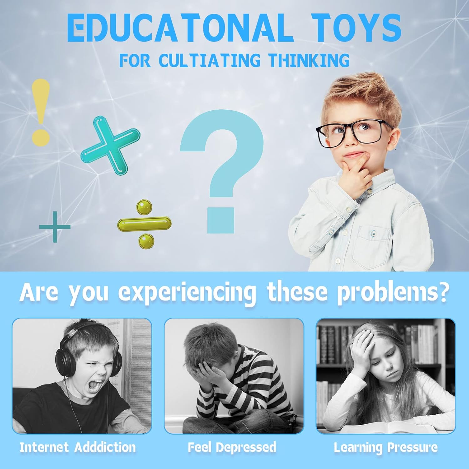 Magic Cube Bean Puzzle,Rotate and Puzzle,Stress and Anxiety Relief Fidget Toys,Brain Teasers Travel Games for Kids Teens Adults,Sensory Toys for Autistic ADHD,Pop Birthday Gift(Blue)