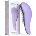 Crave Naturals Glide Thru Hair Brush - Detangler Brush for Curly, Straight, Wet or Dry Hair - Gentle Detangling Brushes for Adults, Kids, Toddlers - Hair Accessories for Women, 7.5x3" - Purple