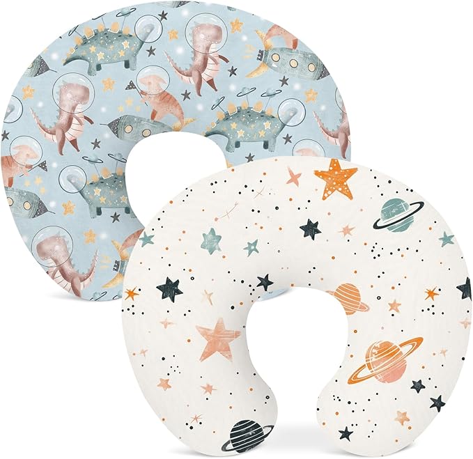 Nursing Pillow Covers 2 Pack, Breastfeeding Pillow Slipcovers Soft and Stretchy, Nursing Covers for Baby Girls Boys Newborn