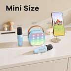 YLL Mini Karaoke Machine for Kids, Portable Bluetooth Speaker with 2 Wireless Microphones, Most Popular Birthday Toys Gifts for Boys Girls 3 4 5 6 7 8 9 10 11 12 + Year Old Party Family School(Blue)