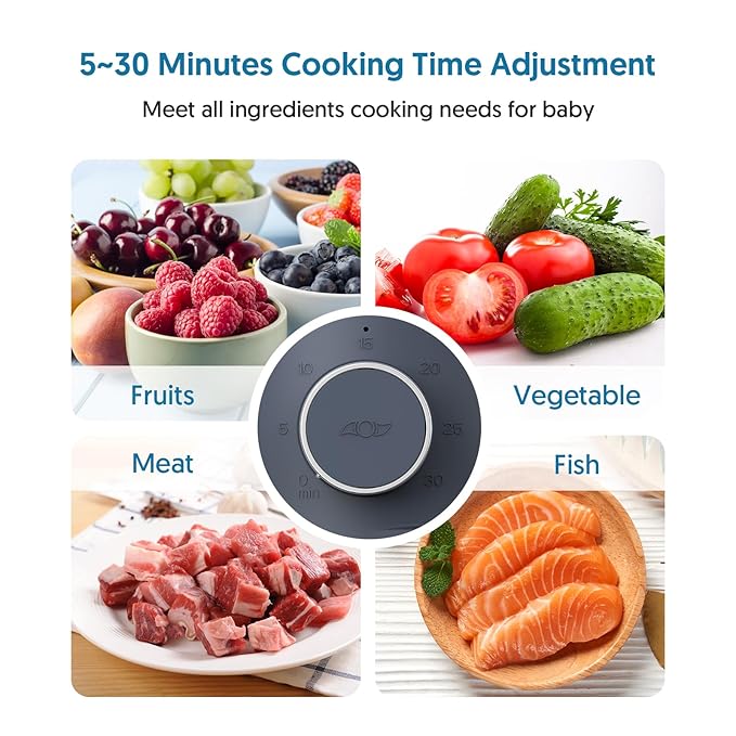 Baby Food Maker Bellababy Baby Food Processor, Puree Blender Steamer with Reversible Steam Basket, One Button Easy Operation & Large Opening for Easy Cleaning