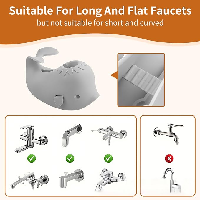 Skyroku Toddler Faucet Extender & Blue Bathtub Spout Cover, Sink Extender with Temperature Sensor for Bathroom Sinks, Kitchen, Bathtubs, Bundle and Save! (BrownGrey)